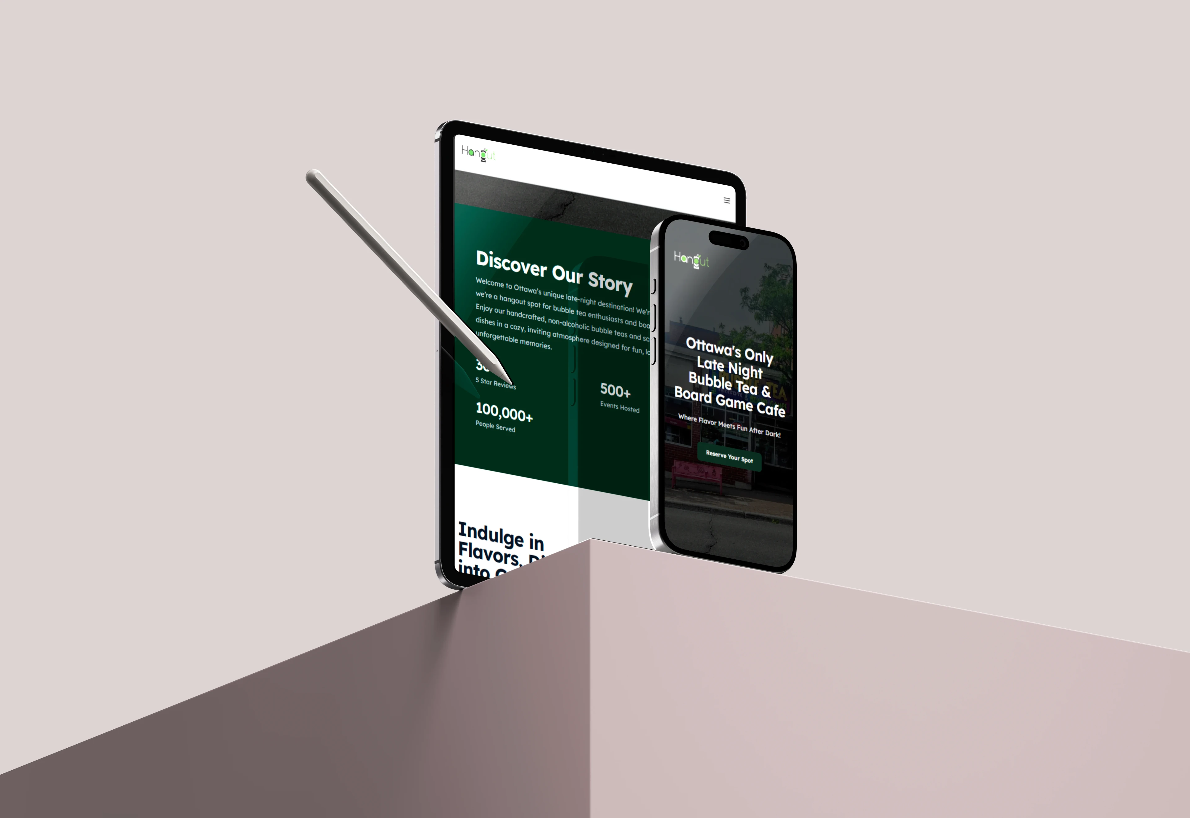 Hangout Cafe menu page