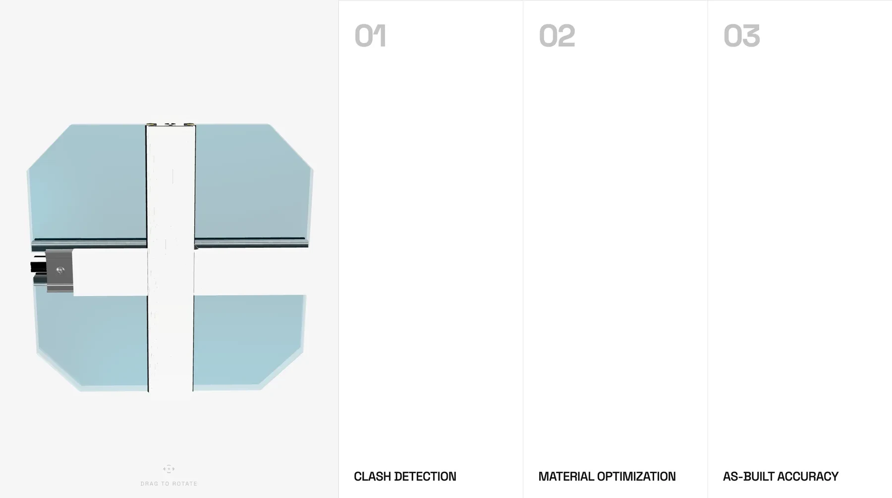 Interactive 3D curtain-wall model with clash detection on the Tesseract website