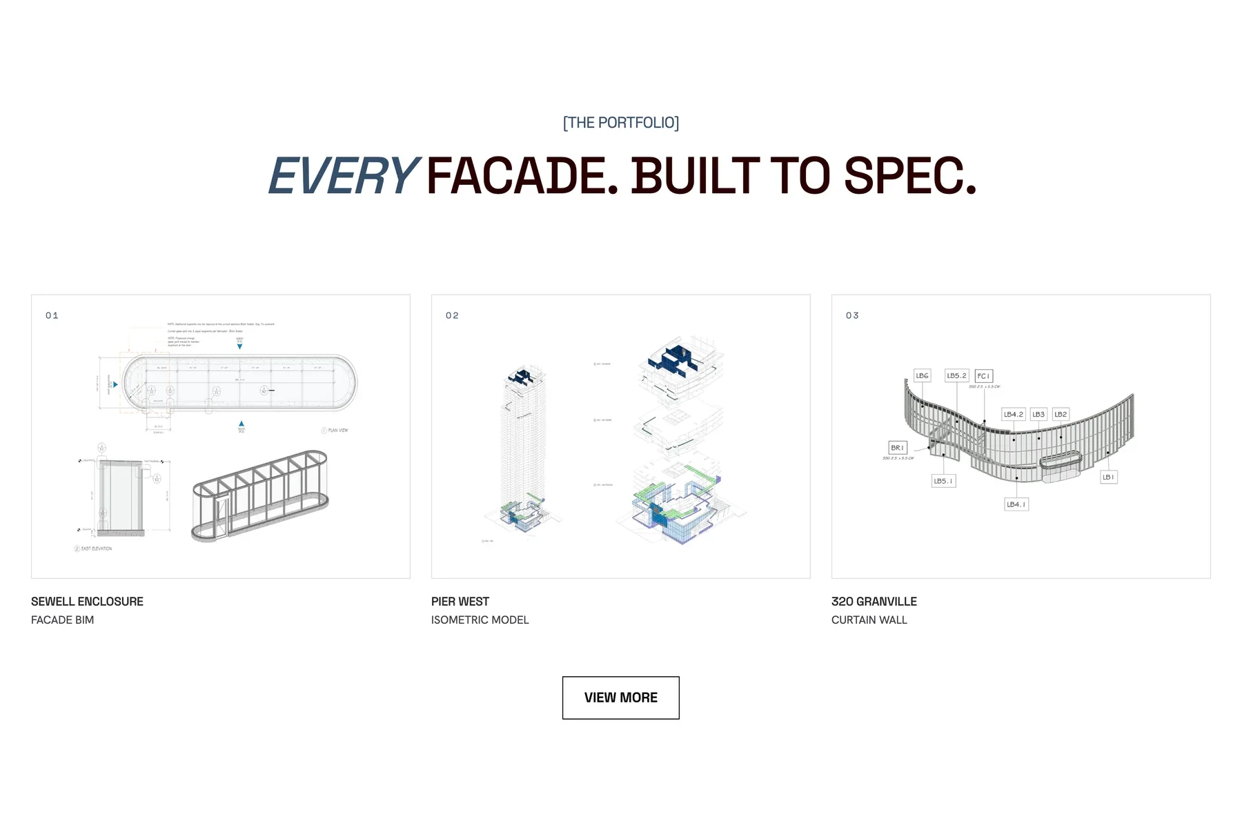 Tesseract facade drawings and BIM project portfolio